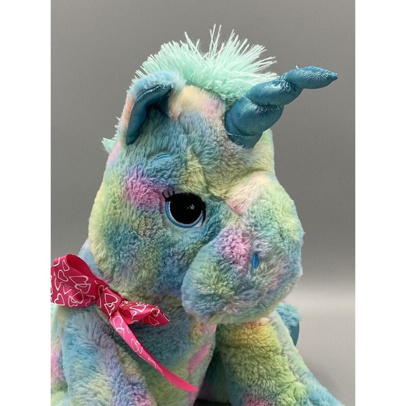15” Blue Tie Dye Unicorn Plush Stuffed Animal Toy Excite USA - Picture 3 of 7